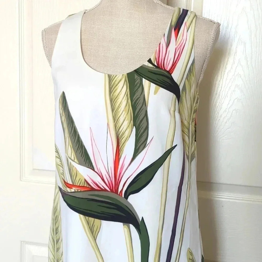 Ann Taylor Tropical Bird of Paradise Floral sleeveless Dress - Picture 3 of 7